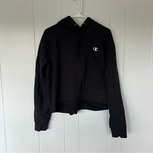 Black Cropped Champion Hoodie